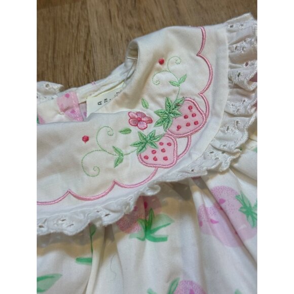 Vintage Baby‎ Strawberry Print Bubble Romper 3-6 Months Cotton - Picture 9 of 9
